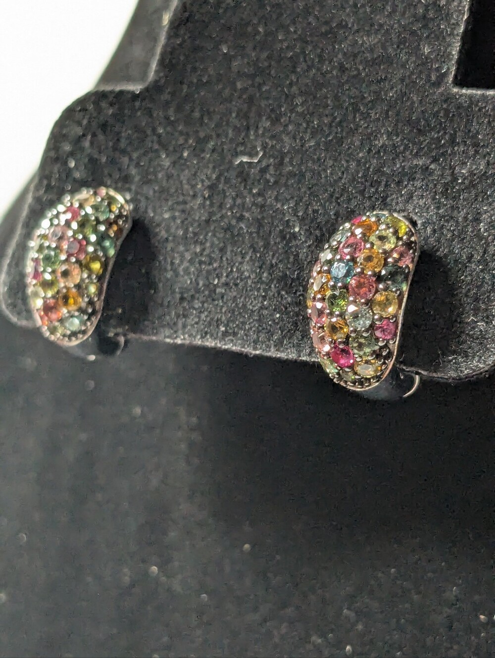 1.41CTW Round Multicolor Tourmaline Rhodium Over Sterling Silver Hoop Earrings